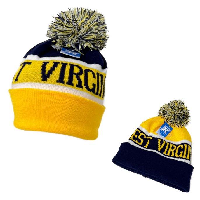 Knitted HAT with PomPom [WEST VIRGINIA] Wide Stripes